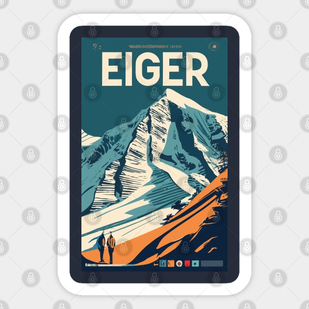 A Vintage Travel Art of Eiger - Switzerland Sticker by goodoldvintage